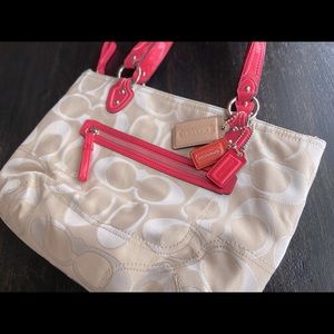 •SOLD• Authentic Coach Hot Pink & Cream Shoulder Bag
